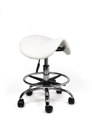 Ergonomische Zadelkruk Wit op Wielen