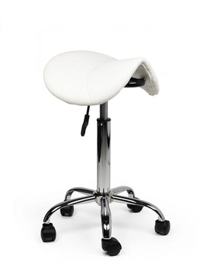 Ergonomische Zadelkruk Wit op Wielen