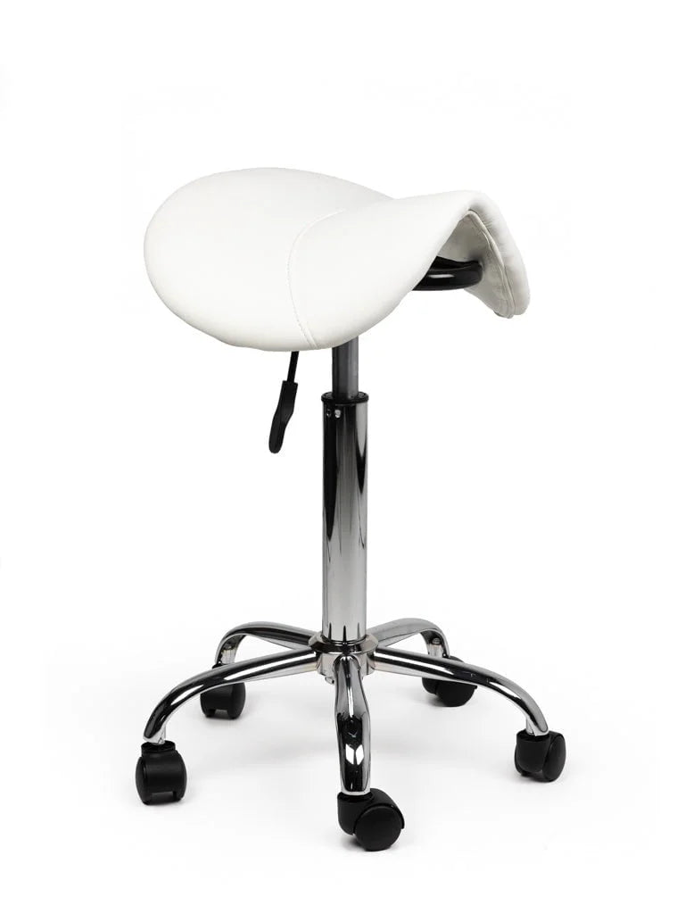 Ergonomische Zadelkruk Wit op Wielen