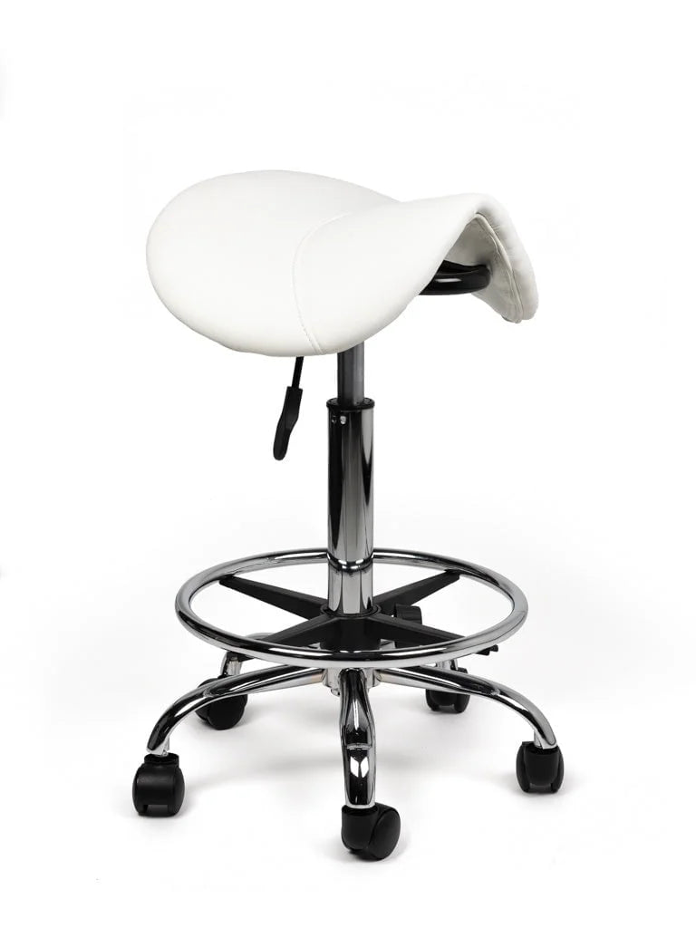 Ergonomische Zadelkruk Wit op Wielen