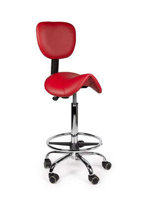 Ergonomische Zadelkruk met Rugleuning Rood op Wielen