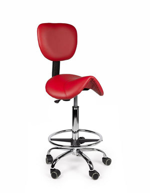 Ergonomische Zadelkruk met Rugleuning Rood op Wielen