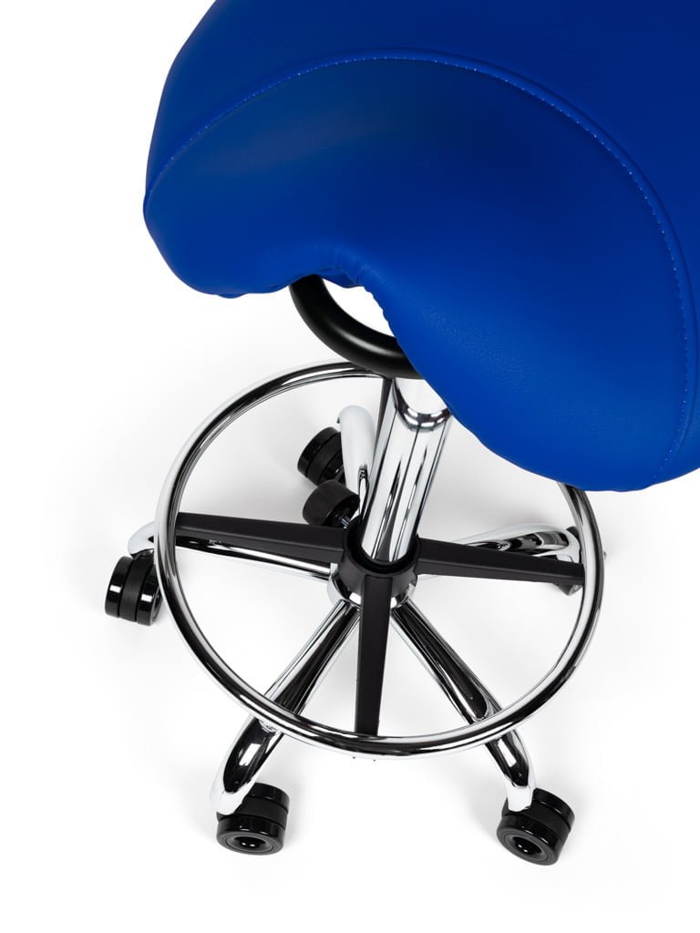 Ergonomische Kapperskruk Blauw op Wielen