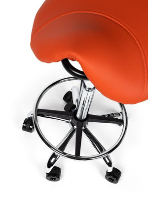 Ergonomische Kapperskruk Oranje op Wielen