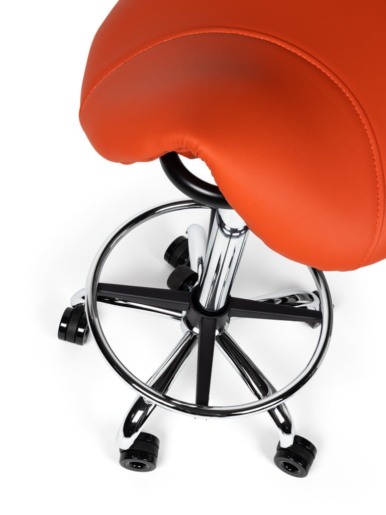 Ergonomische Kapperskruk Oranje op Wielen