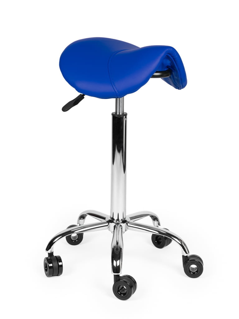 Ergonomische Kapperskruk Blauw op Wielen