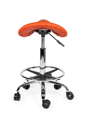 Ergonomische Kapperskruk Oranje op Wielen