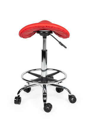 Ergonomische Kapperskruk Rood op Wielen