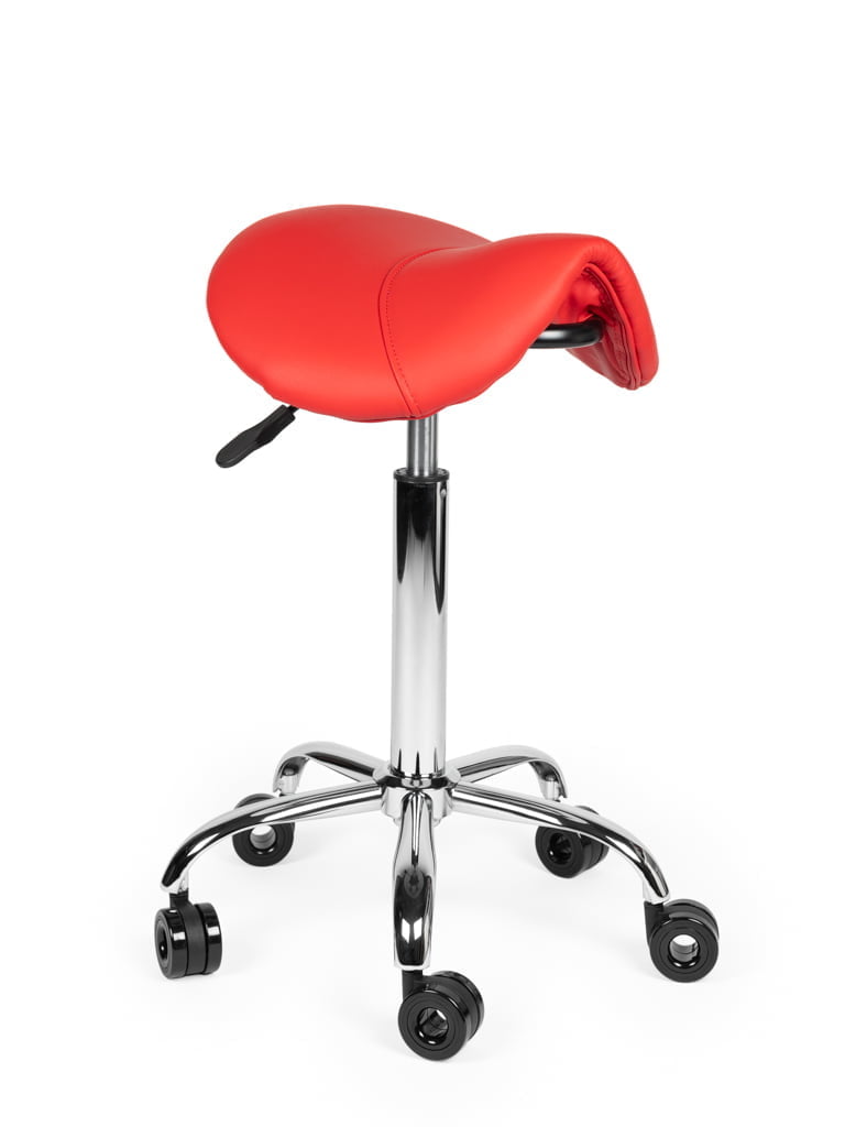 Ergonomische Kapperskruk Rood op Wielen