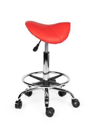 Ergonomische Kapperskruk Rood op Wielen