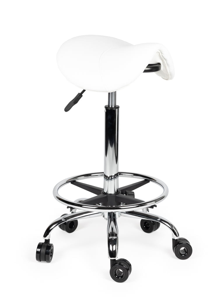 Ergonomische Kapperskruk Wit op Wielen