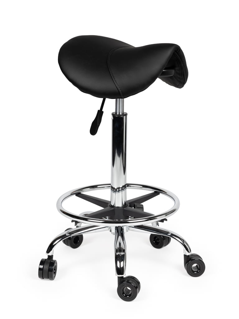 Ergonomische Kapperskruk Zwart op Wielen