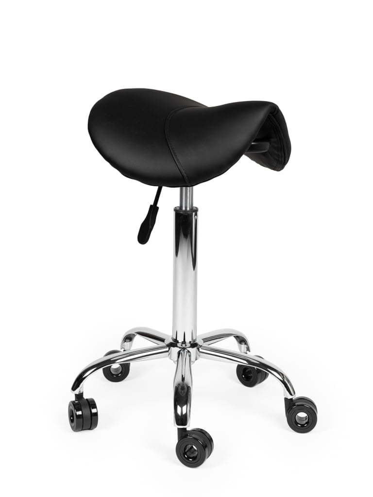 Ergonomische Kapperskruk Zwart op Wielen