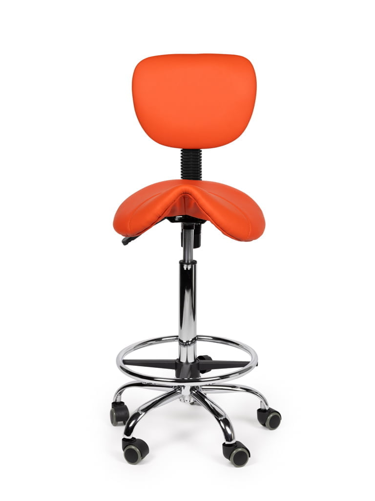 Zadelkruk Rugleuning Hoog Oranje met Voetring