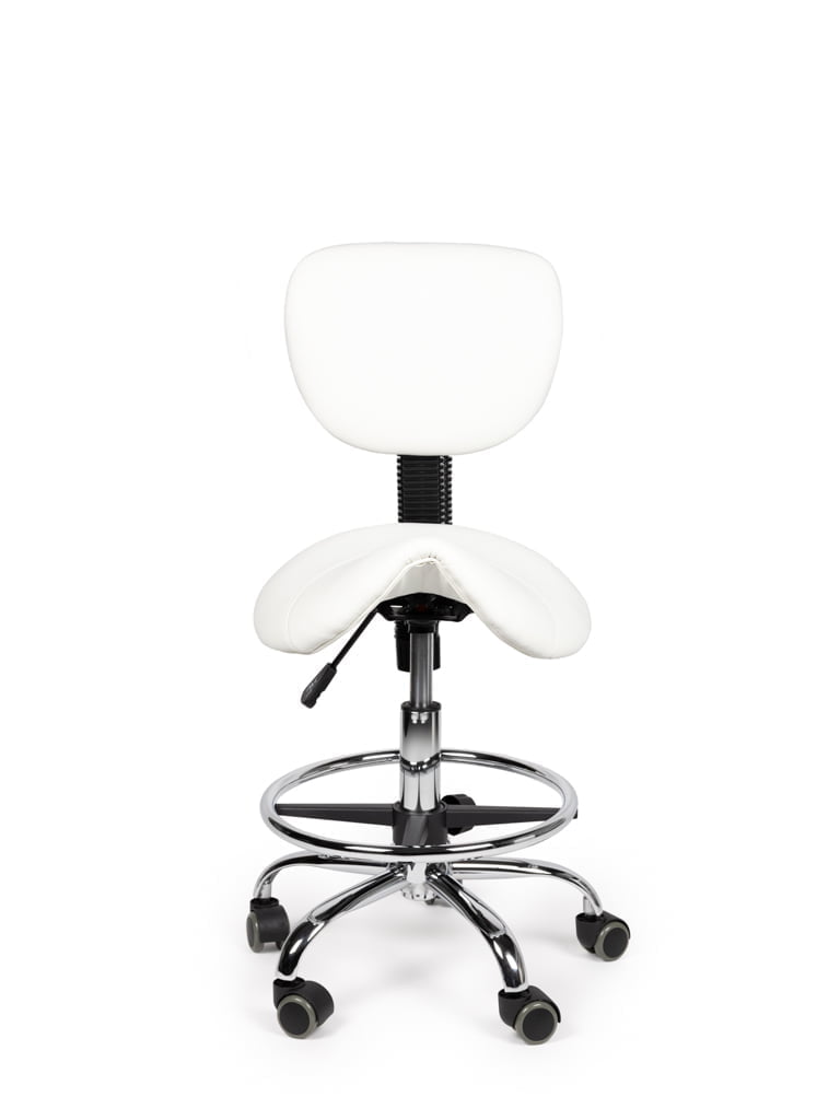 Zadelkruk Rugleuning Laag Wit met Voetring