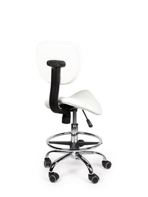 Zadelkruk Rugleuning Laag Wit met Voetring