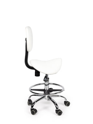 Zadelkruk Rugleuning Laag Wit met Voetring