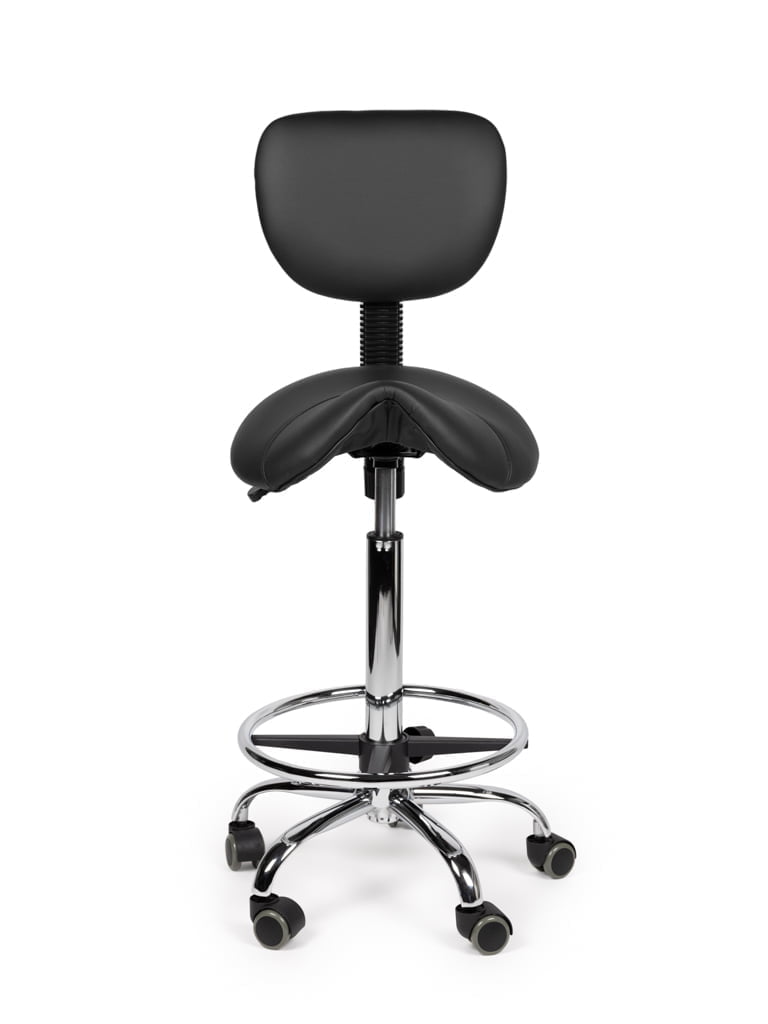 Zadelkruk Rugleuning Hoog Zwart met Voetring