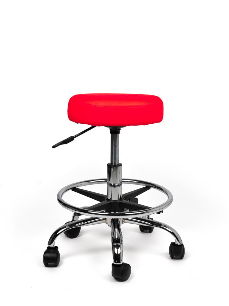 Tabouret Rood Laag met Voetring