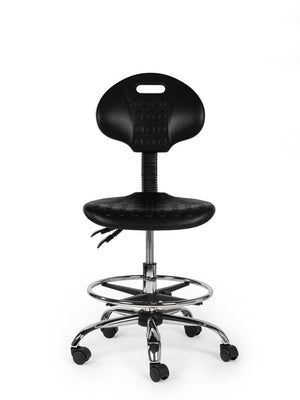 Werkplaatsstoel Zwart Laag met Voetring
