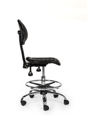Werkplaatsstoel Zwart Laag met Voetring
