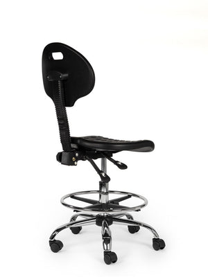 Werkplaatsstoel Zwart Laag met Voetring