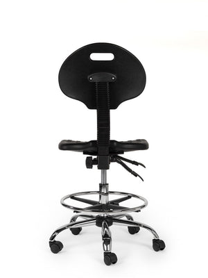 Werkplaatsstoel Zwart Laag met Voetring