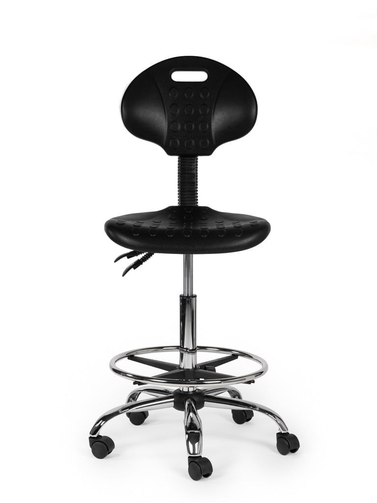 Werkplaatsstoel Zwart Standaard met Voetring