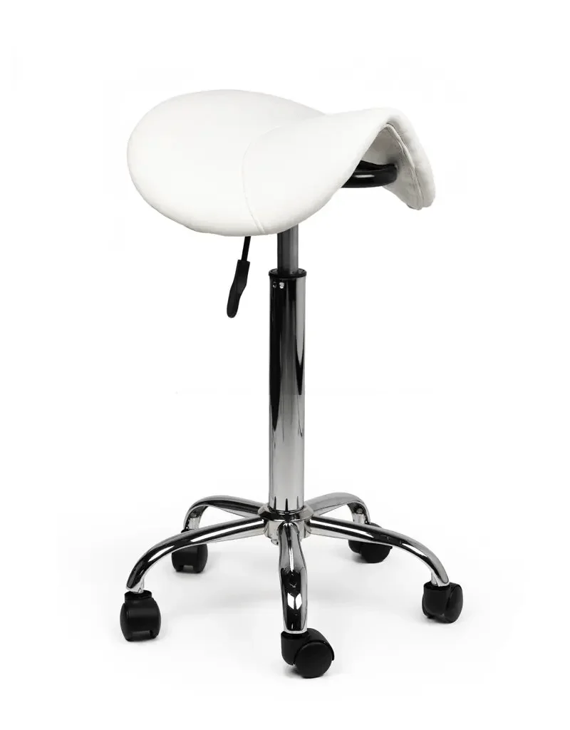 Ergonomische Zadelkruk Wit op Wielen