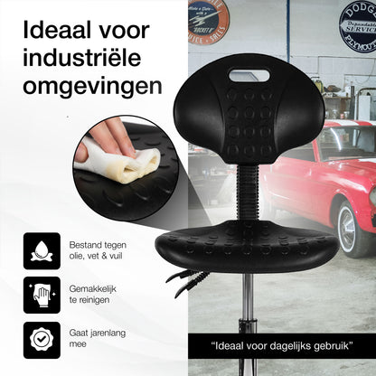 Ergonomische Werkplaatsstoel Zwart Op Wielen