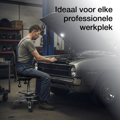 Ergonomische Werkplaatsstoel Zwart Op Wielen