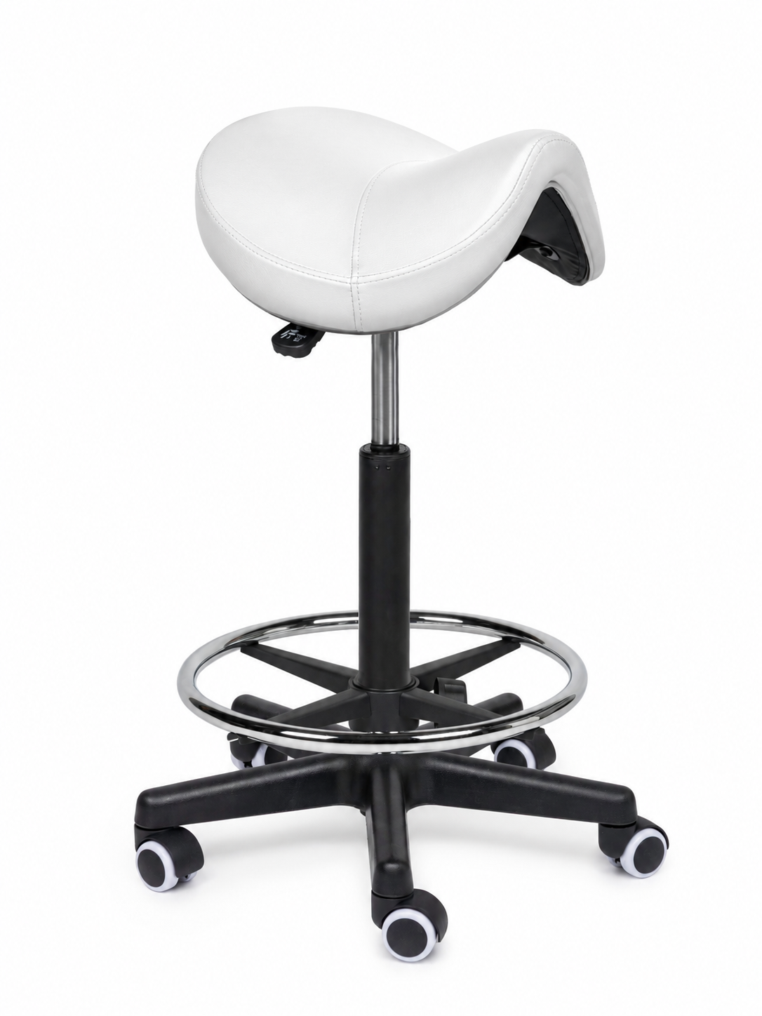 Ergonomische Zadelkruk Comfort Wit op Wielen