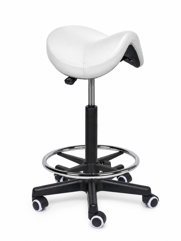 Ergonomische Zadelkruk Comfort Wit op Wielen