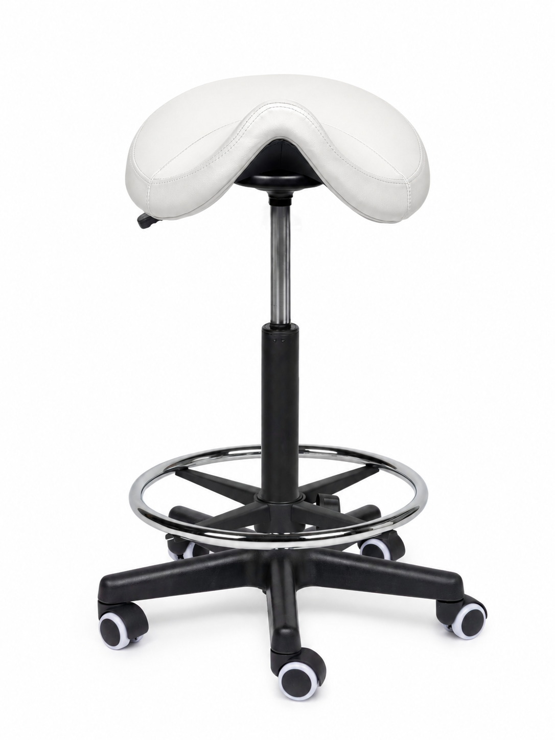Ergonomische Zadelkruk Comfort Wit op Wielen