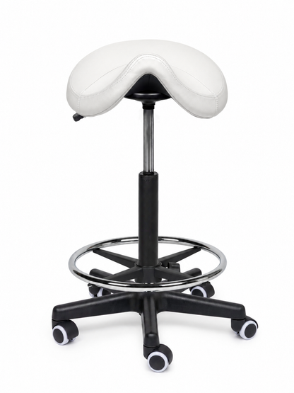 Ergonomische Zadelkruk Comfort Wit op Wielen