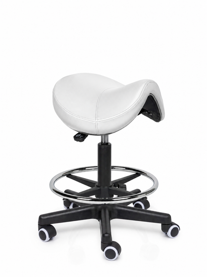 Ergonomische Zadelkruk Comfort Wit op Wielen