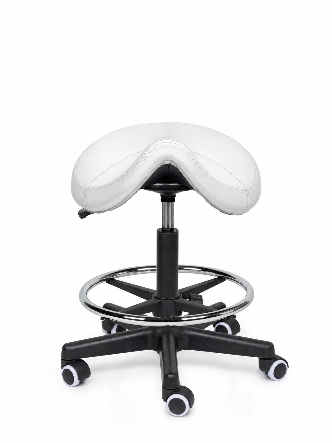 Ergonomische Zadelkruk Comfort Wit op Wielen