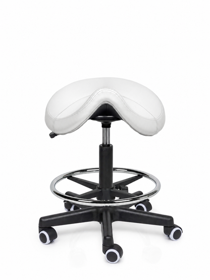 Ergonomische Zadelkruk Comfort Wit op Wielen