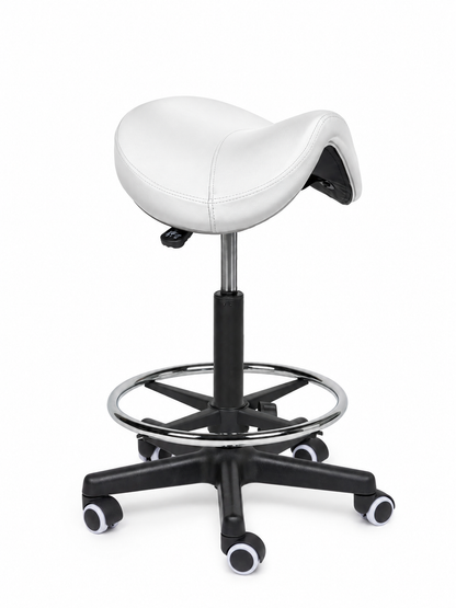 Ergonomische Zadelkruk Comfort Wit op Wielen