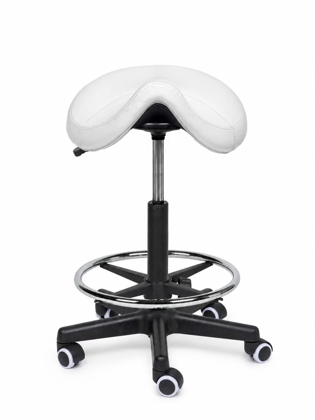 Ergonomische Zadelkruk Comfort Wit op Wielen