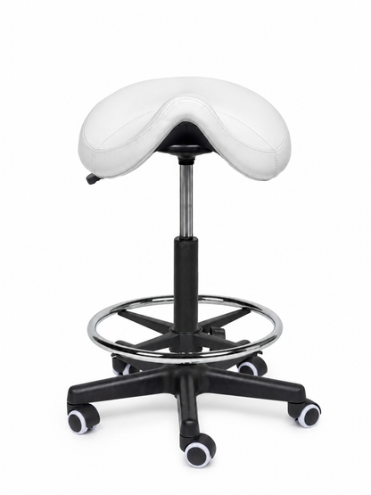 Ergonomische Zadelkruk Comfort Wit op Wielen