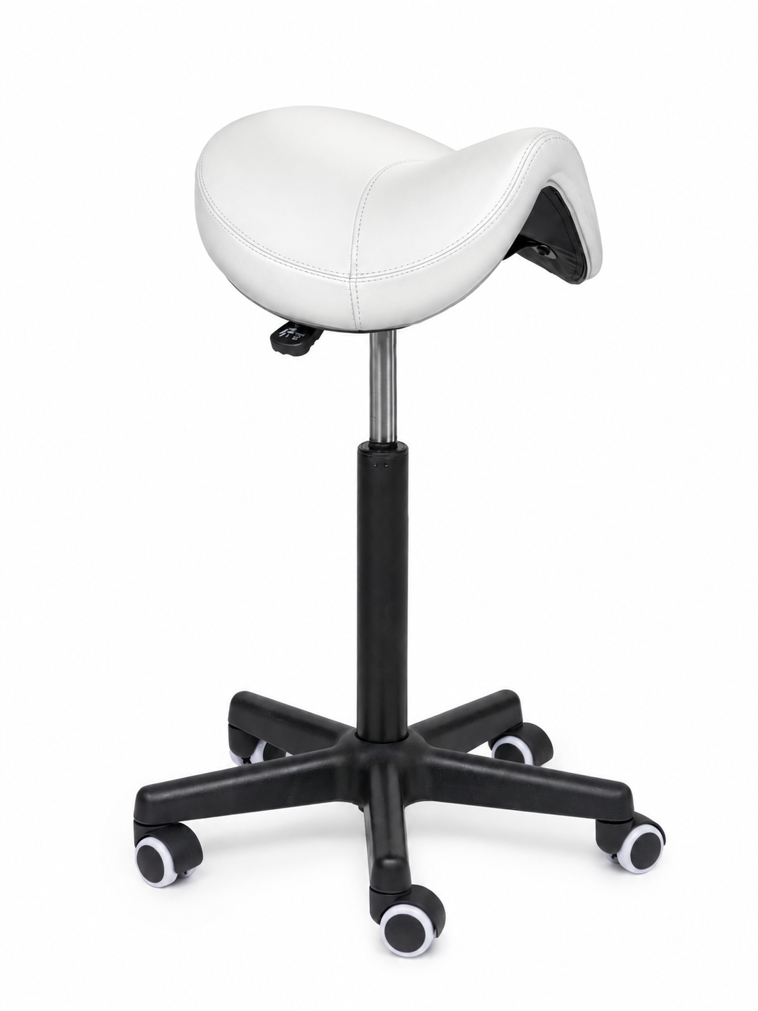 Ergonomische Zadelkruk Comfort Wit op Wielen