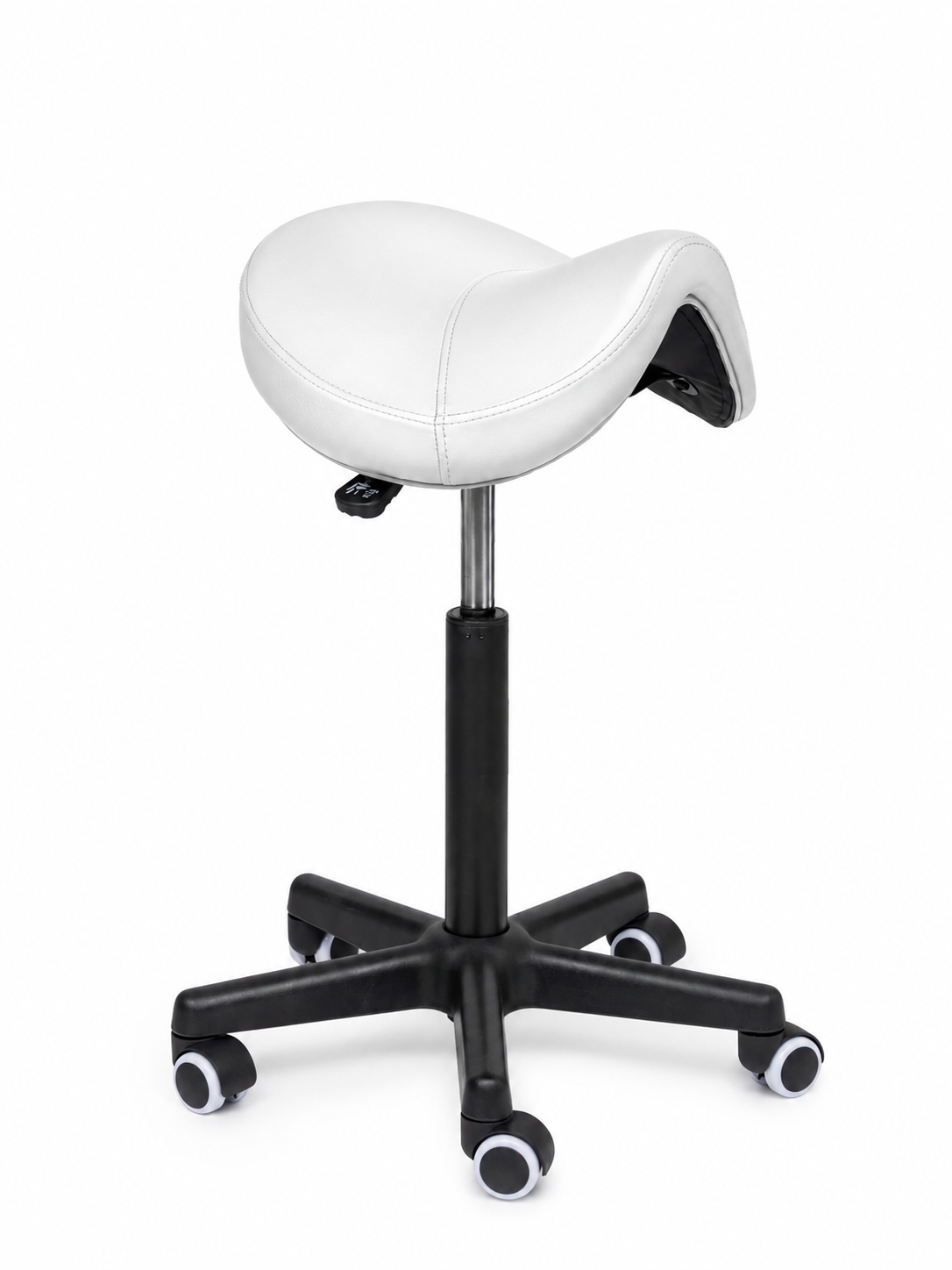 Ergonomische Zadelkruk Comfort Wit op Wielen