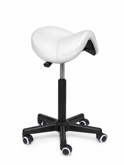 Ergonomische Zadelkruk Comfort Wit op Wielen