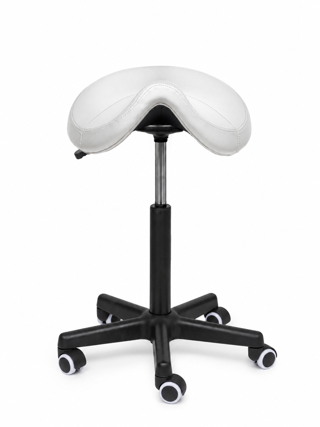 Ergonomische Zadelkruk Comfort Wit op Wielen