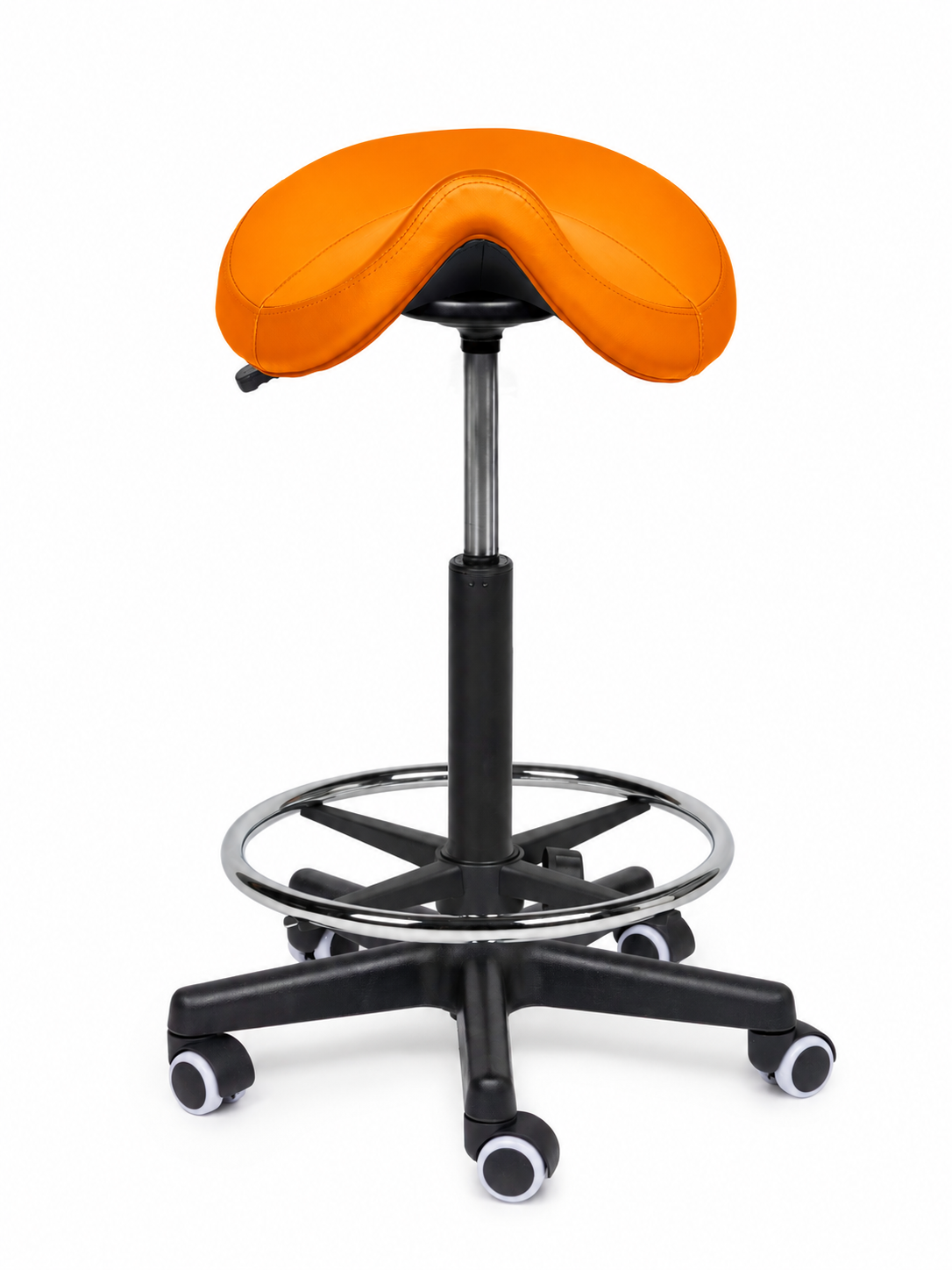 Ergonomische Zadelkruk Comfort Oranje op Wielen
