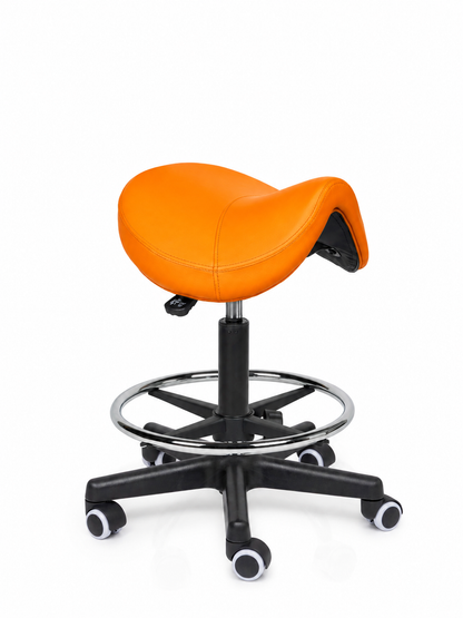 Ergonomische Zadelkruk Comfort Oranje op Wielen
