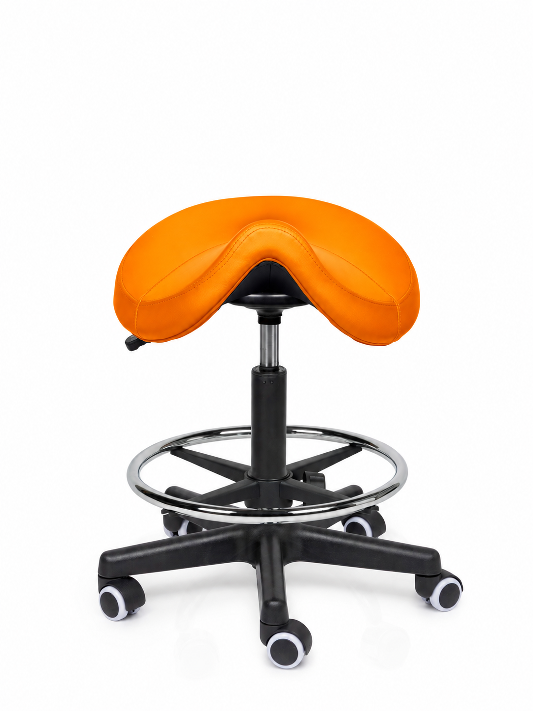 Ergonomische Zadelkruk Comfort Oranje op Wielen