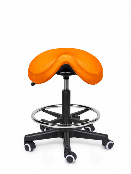 Ergonomische Zadelkruk Comfort Oranje op Wielen