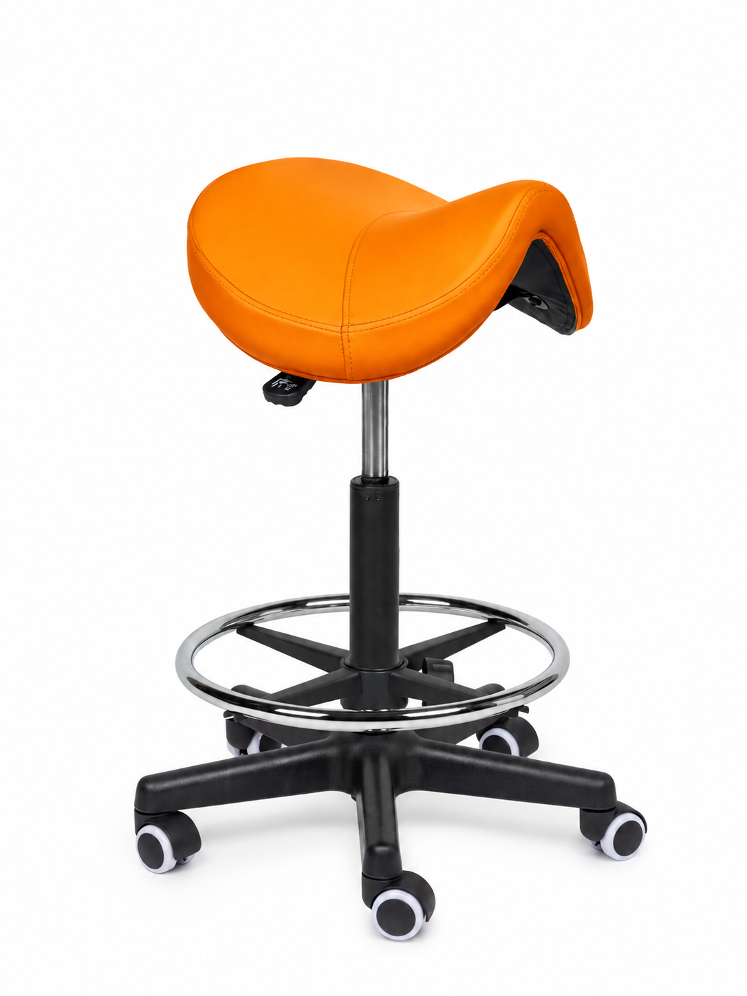 Ergonomische Zadelkruk Comfort Oranje op Wielen